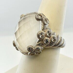 Judith Ripka Ring White Agate Quartz Faceted Sterling Silver size 8 Oval 925 QVC